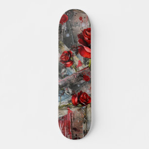 Cool Abstract Red Rose Skateboard