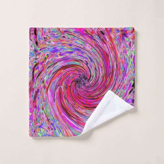 Cool Abstract Retro Hot Pink and Red Floral Swirl (Gant de toilette)