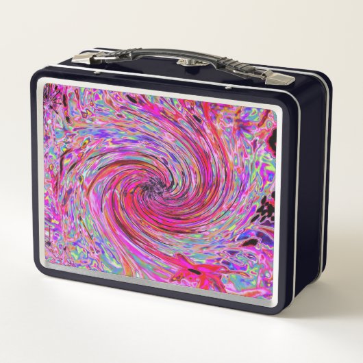 Cool Abstract Retro Hot Pink and Red Floral Swirl (Achterkant)