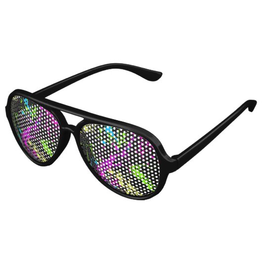 Cool Abstract Retro Rainbow Paint Splatter Zwart Aviator Zonnebril (Gekanteld)
