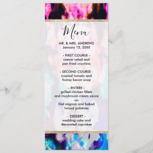 Cool Abstract Roze Blauw Zwart Tie Dye Pattern Menu