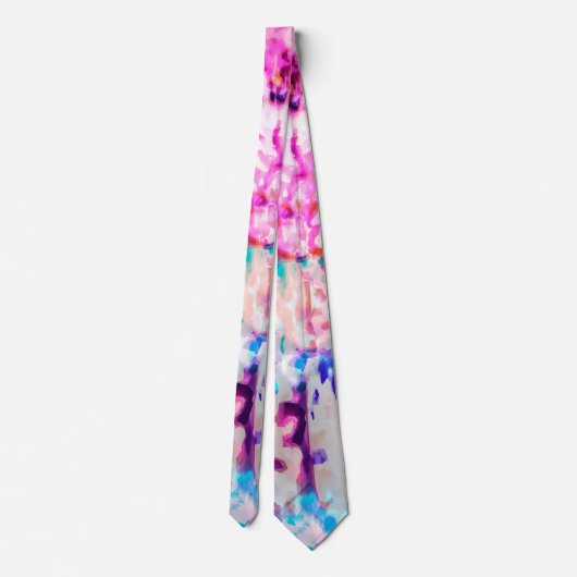 Cool Abstract Roze Blauw Zwart Tie Dye Pattern Stropdas (Achterkant)