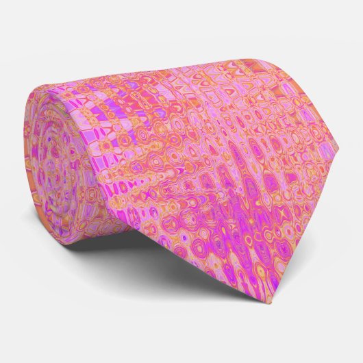 Cool Abstract Roze en Magenta Atomic Retro Zigzag Stropdas (Opgerold)
