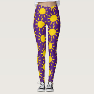 Cool Abstract Yellow Summer Sun Pattern Paars Leggings
