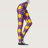 Cool Abstract Yellow Summer Sun Pattern Paars Leggings (Rechts)
