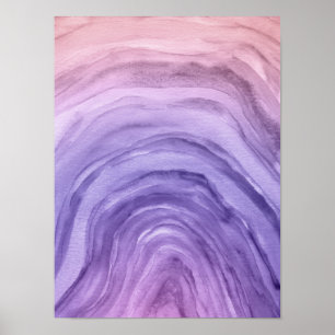 Cool Abstracte Paarse Lavendel Agaat Waterverf Art Poster