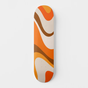 Cool Abstracte Retro Hedendaagse Wavy Sinaasappel Skateboard