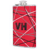 Cool Abstracte Rode Gestreepte Gitaar Naam Initial Heupfles (Links)