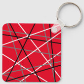 Cool Abstracte Rode Gestreepte Gitaar Naam Initial Sleutelhanger (Achterkant)