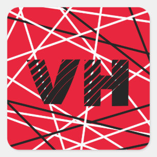 Cool Abstracte Rode Gestreepte Gitaar Naam Initial Vierkante Sticker