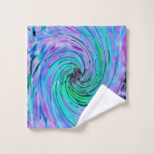 Cool Abstrait de chaux vert et violet floral (Gant de toilette)