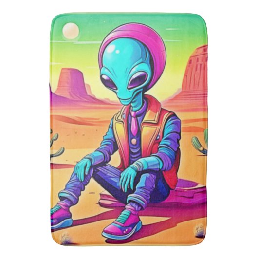 Cool Alien Desert Chillin Badmat (Voorkant Verticaal)