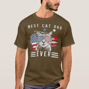 Cool American Cat Best Cat Dad ever Meow Kat Ca T-shirt