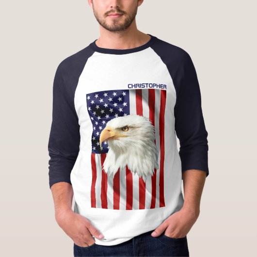 Cool American Eagle, de Amerikaanse vlag, patriott T-shirt (Voorkant)