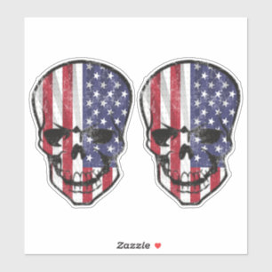 Cool American Flag Skull Sticker