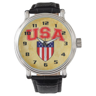 Cool American Flag U.S.A Patriotic Horloge