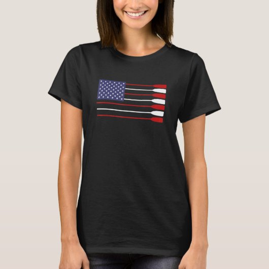 Cool Amerikaanse vlag roeien roeiboot peddel roeie T-shirt (Voorkant)