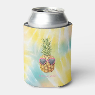 Cool Ananas, Watercolor Regenboog Tie Dye Blikjeskoeler