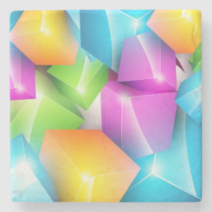 Cool and Colorful Group of 3-D Cubes Stenen Onderzetter