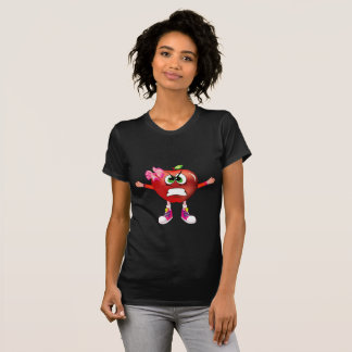 Cool Angry Red Apple Girl Cartoon Shirt
