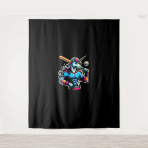 Cool Angry Unicorn Spelen Baseball Ball Bat Baseb Wandkleed