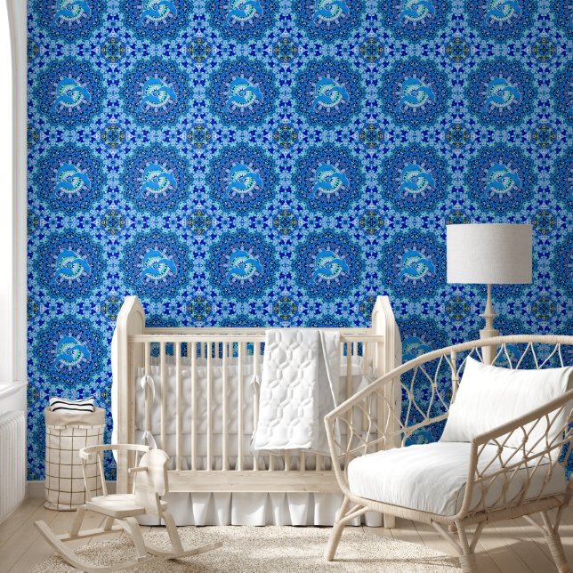 Cool Animal Pattern - Mandala Dolfijnen 1 Behang (Kinderen)