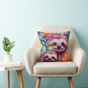 Cool Animal Pattern - Schattigee luiaard 1 Kussen