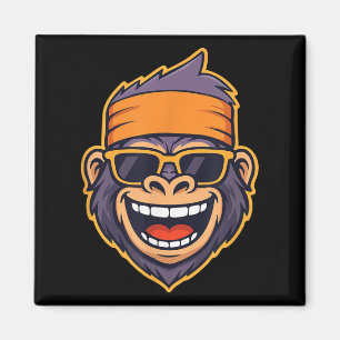 Cool Ape Gorilla Head Funky Monkey Retro Bandana C Magneet