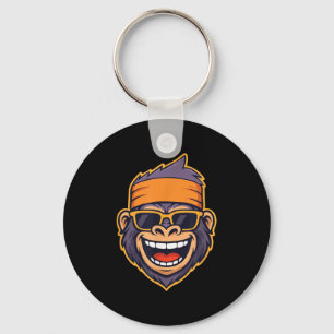 Cool Ape Gorilla Head Funky Monkey Retro Bandana C Sleutelhanger
