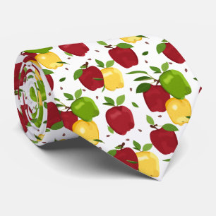 Cool appel kleuren betegeld patroon fruit stropdas