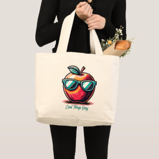 Cool Apple-Retro Pop Art Grote Tote Bag