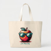 Cool Apple-Retro Pop Art Grote Tote Bag (Voorkant)