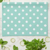 Cool Aqua en White Polka Dot Theedoek (Gevouwen)