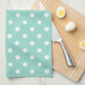 Cool Aqua en White Polka Dot Theedoek (Quarter Fold)