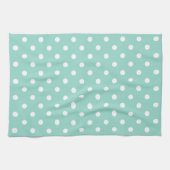 Cool Aqua en White Polka Dot Theedoek (Horizontaal)
