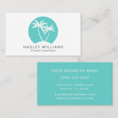 Cool Aqua Tropical Palms Logo Visitekaartje (Voorkant / Achterkant)