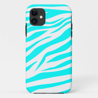 Cool Aqua/White Zebra Print - iPhone 5 Hoesje