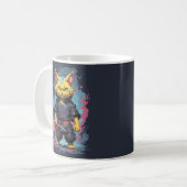 Cool Aquarel Gele Ninja Kat Krijger Koffiemok (Voorkant links)
