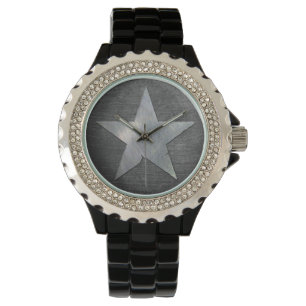 Cool Army Star, metalen achtergrond Horloge
