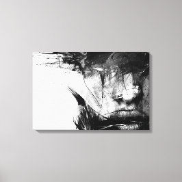 Cool Art Abstract zwart wit gezicht vrouw Canvas Afdruk