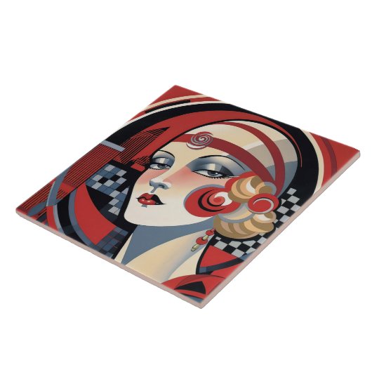 Cool art deco stijl tegeltje (Zijkant)