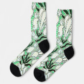 Cool Art Deco Style Floral Pattern Green Socks Sokken (Links)