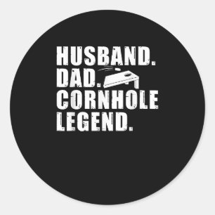 Cool Art Husband Dad Corn Hole Legend Sport Ronde Sticker