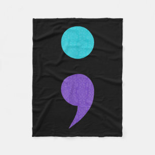 Cool Art of Semicolon Sign for Suicide Prevention Fleece Deken