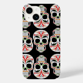 Cool artistieke schedelpatroon Trendy zwarte achte Case-Mate iPhone 14 Hoesje