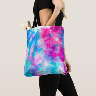 Cool Artsy Girly Paars Pink Blue Tie Dye Patroon Draagtas