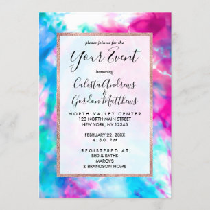 Cool Artsy Girly Paars Pink Blue Tie Dye Patroon Kaart