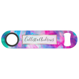 Cool Artsy Girly Paars Pink Blue Tie Dye Patroon Speed Flessenopener