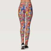 Cool Artsy Kleurrijke City House Waterverf Pattern Leggings (Achterkant)
