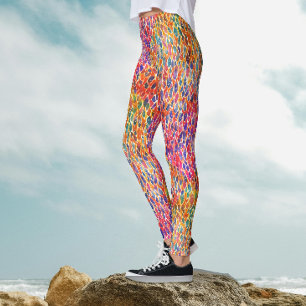 Cool Artsy Kleurrijke Regenboog Oerwoud bladeren P Leggings